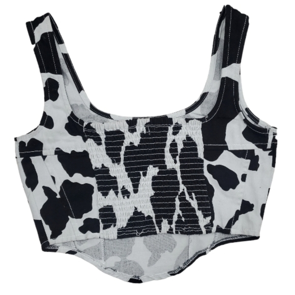 Lone Star. Crop Top. Cow Print. Black and White. Size S - Picture 2 of 4